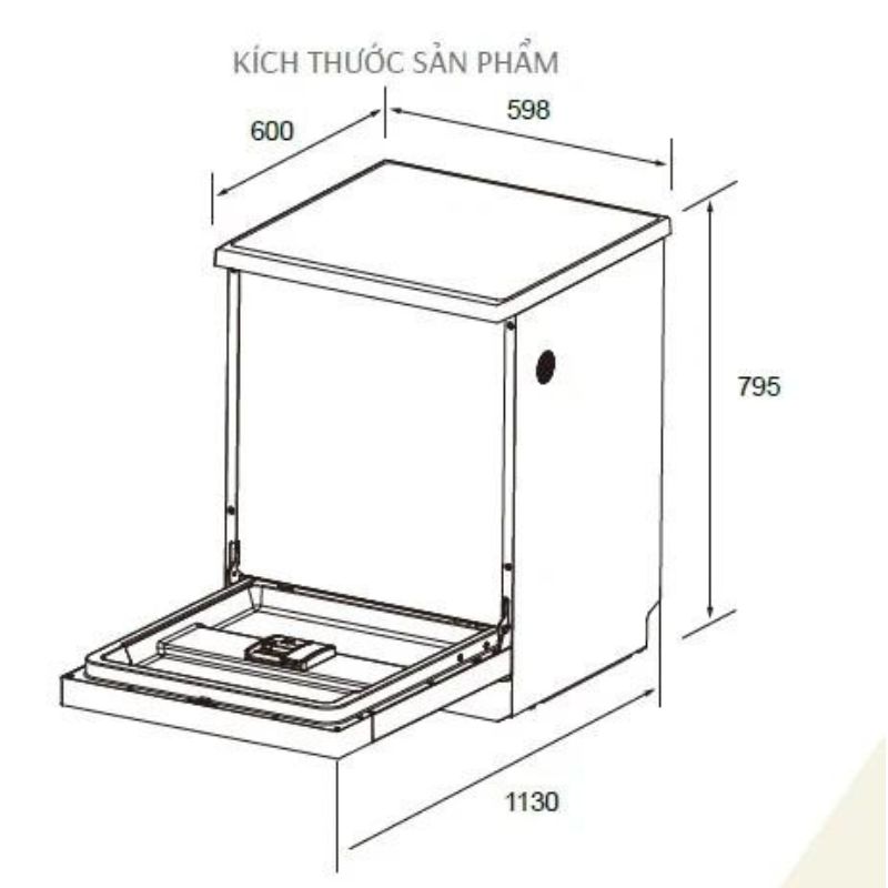 Kích thước máy rửa bát Canzy CZ-WSG14PTC Kích thước máy rửa bát Canzy CZ-WSG14PTC