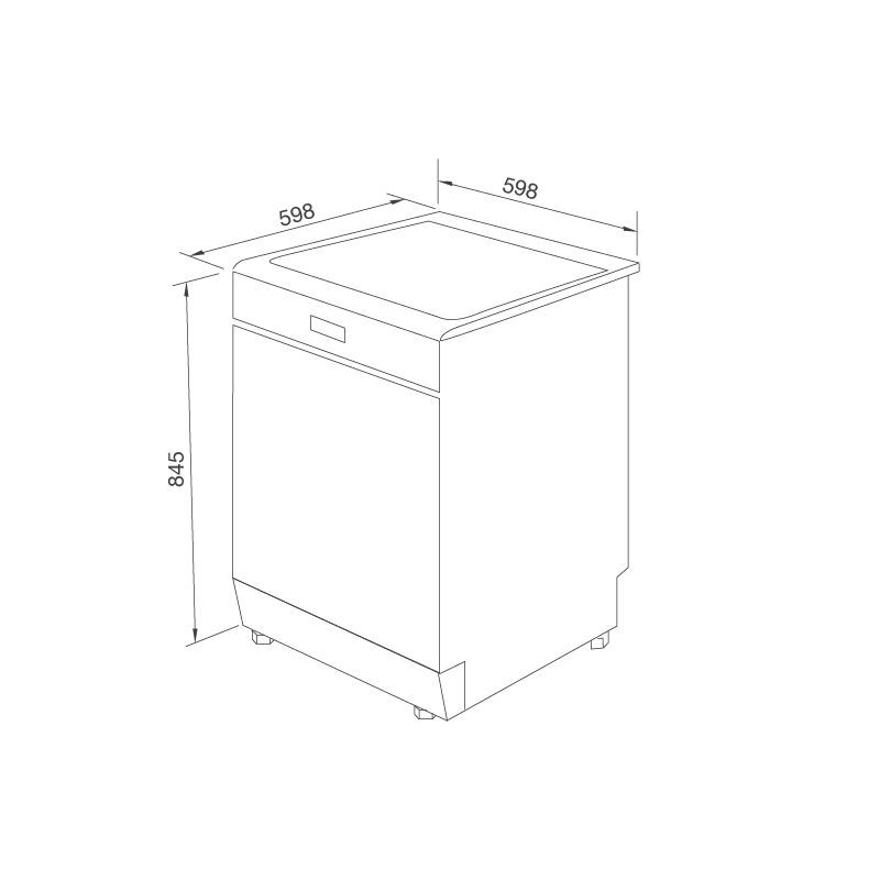 Kích thước máy rửa bát độc lập Malloca MDW14-BS10TFT Kích thước máy rửa bát độc lập Malloca MDW14-BS10TFT