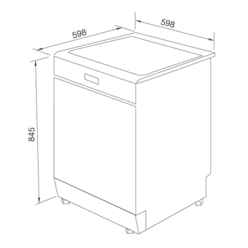 Kích thước máy rửa bát độc lập Malloca MDW14-S10TFT Kích thước máy rửa bát độc lập Malloca MDW14-S10TFT