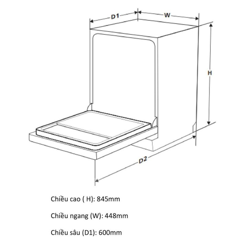 Kích thước máy rửa chén Canzy CZ-P1036R Kích thước máy rửa chén Canzy CZ-P1036R