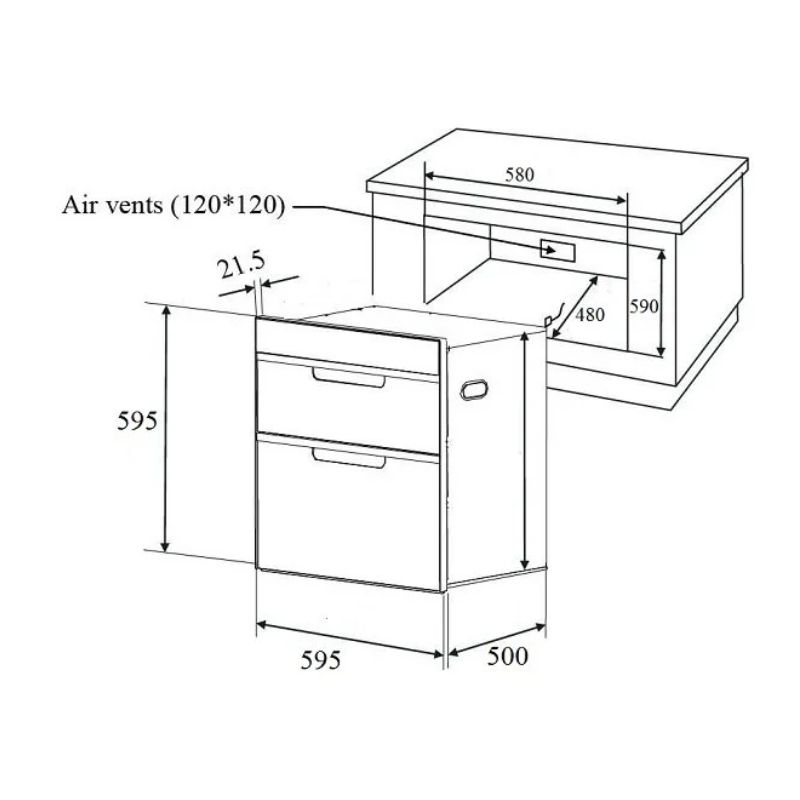 Kích thước máy sấy bát âm tủ Canzy CZ 1006 Kích thước máy sấy bát âm tủ Canzy CZ 1006