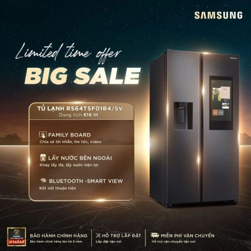 Tủ lạnh 2 cánh side by side 616 lít Samsung RS64T5F01B4/SV
