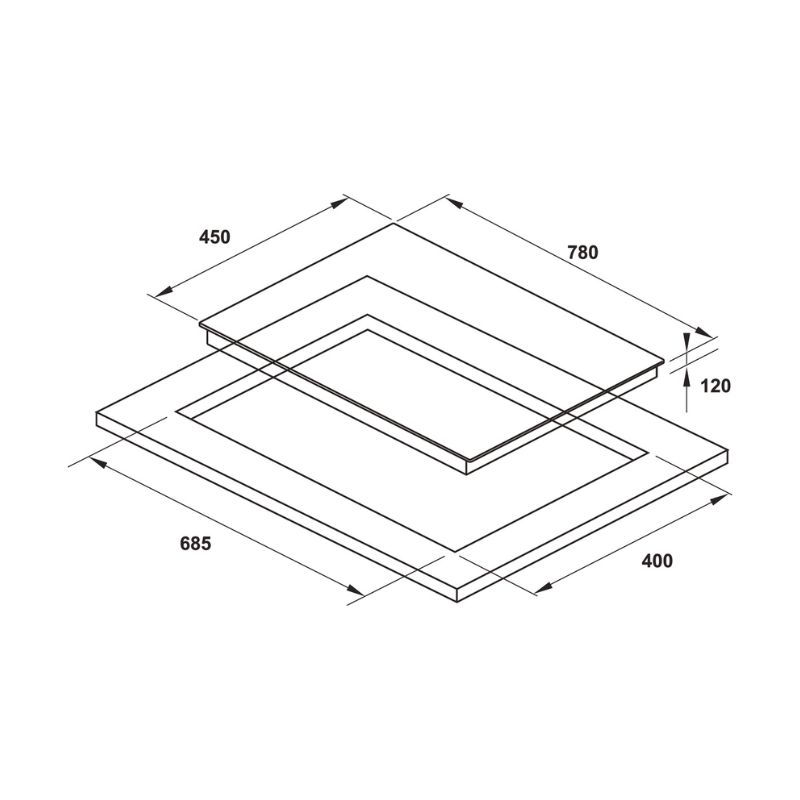 Kich thước bếp ga âm Hafele HC-G782B 53866507 Kich thước bếp ga âm Hafele HC-G782B 53866507