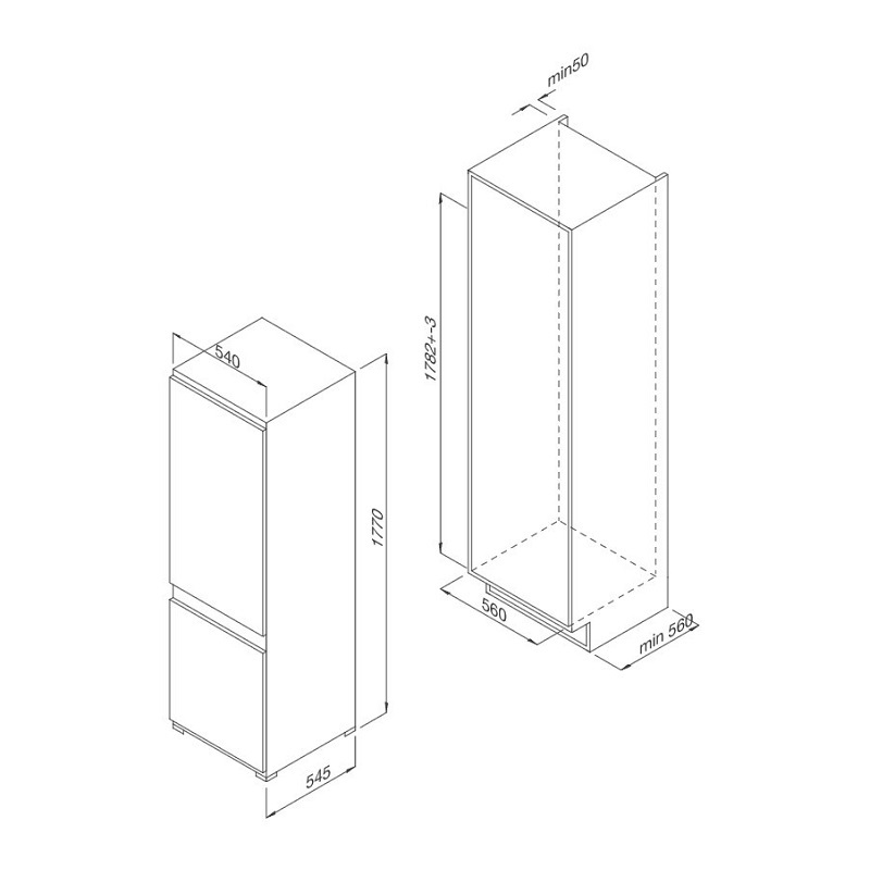 Kích thước tủ lạnh âm tủ Malloca MF-246EBI Kích thước tủ lạnh âm tủ Malloca MF-246EBI
