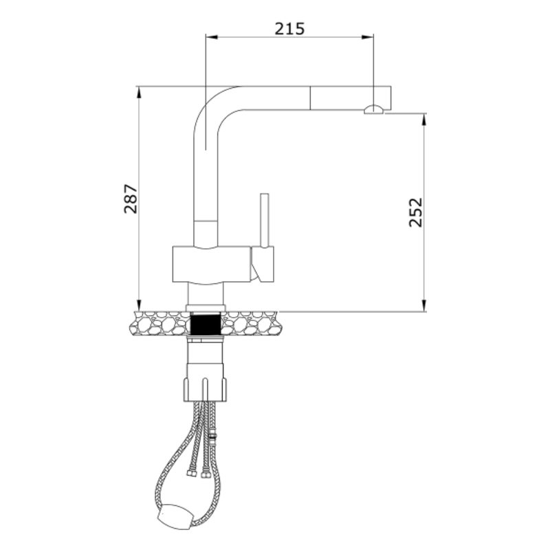 Kích thước vòi rửa bát nóng lạnh Konox KN1337 có dây rút Kích thước vòi rửa bát nóng lạnh Konox KN1337 có dây rút