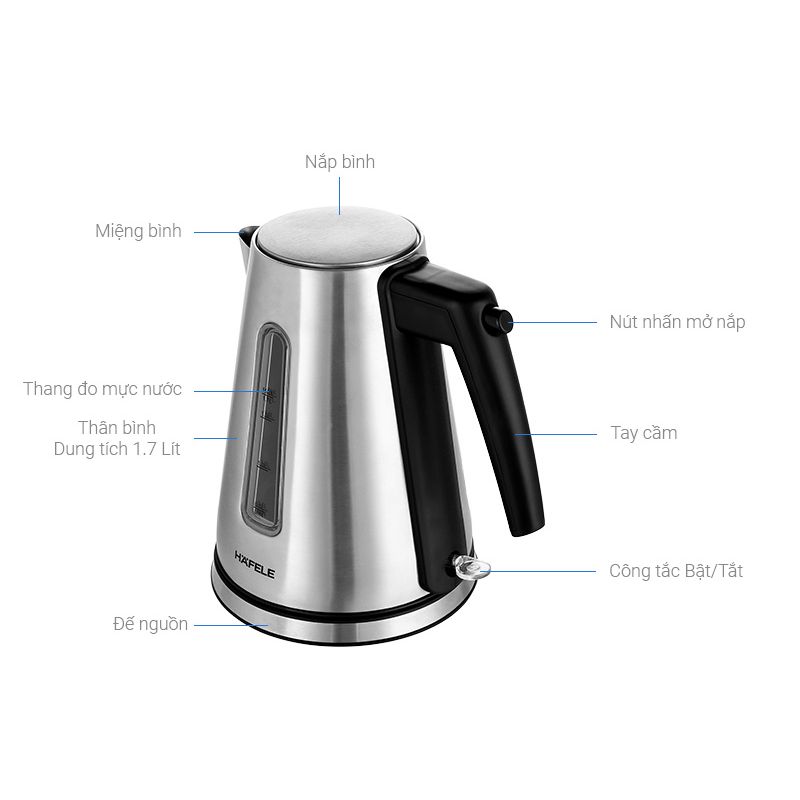 Thiết kế bình đun siêu tốc Hafele T-907B Thiết kế bình đun siêu tốc Hafele T-907B
