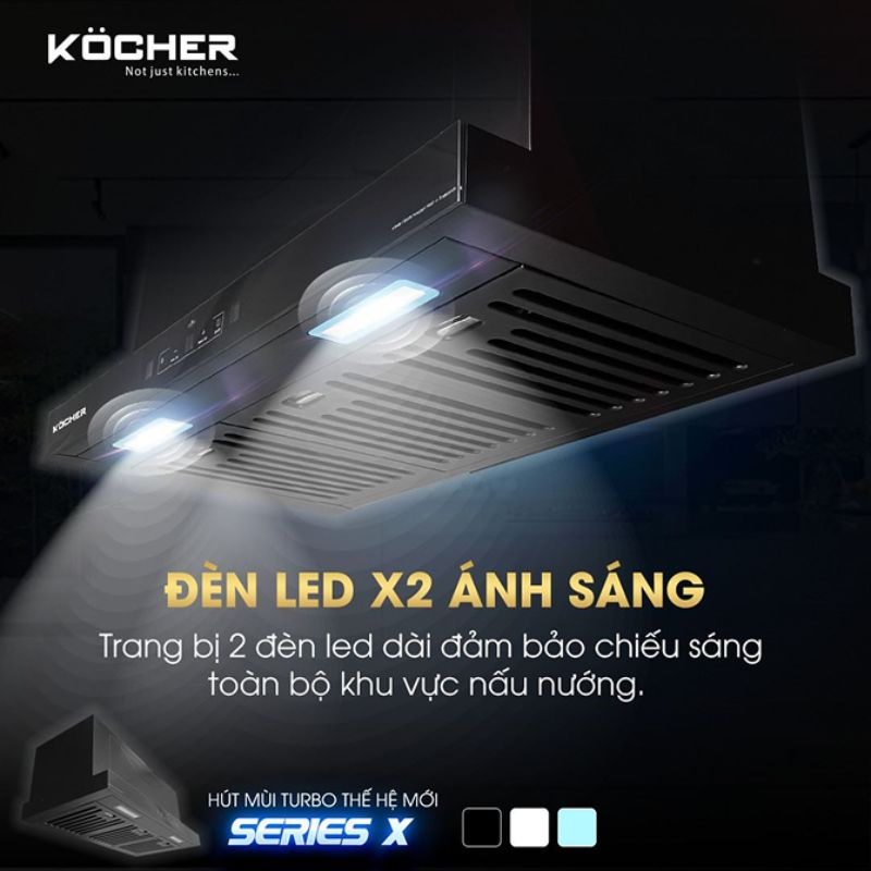 Máy hút mùi âm tủ Kocher Turbo X-350D 4 Đèn máy hút mùi âm tủ Kocher Turbo X-350D