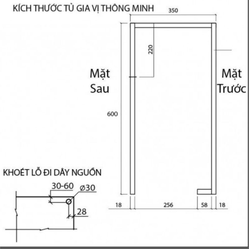 Kích thước giá gia vị điện Eurogold EMS3090 Kích thước giá gia vị điện Eurogold EMS3090