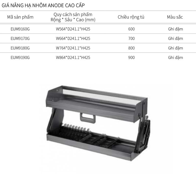 Kích thước giá nâng hạ Eurogold EUM9160G Kích thước giá nâng hạ Eurogold EUM9160G