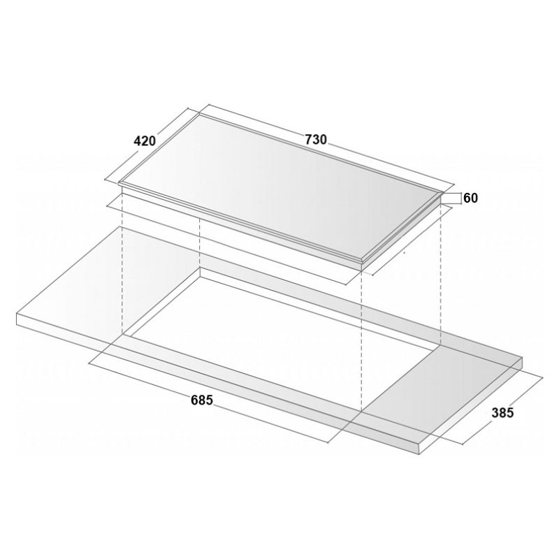 Bếp từ đôi Binova BI-202SP lắp âm 5 Kích thước bếp từ đôi Binova BI-202SP lắp âm