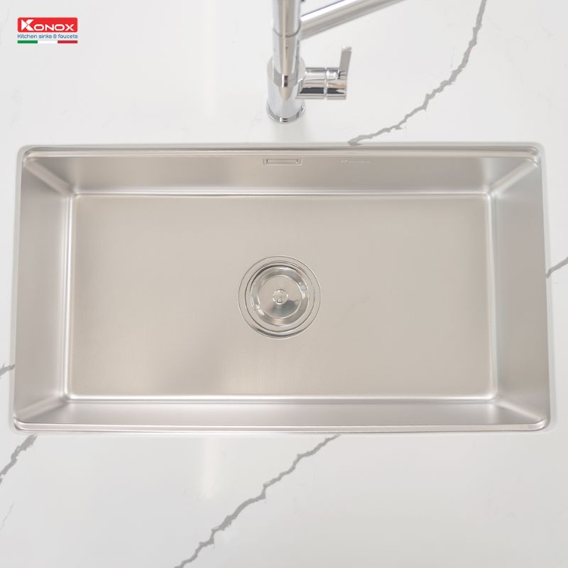 Ảnh thực tế chậu rửa bát Konox chống xước KN8146SU Dekor Basic Ảnh thực tế chậu rửa bát Konox chống xước KN8146SU Dekor Basic