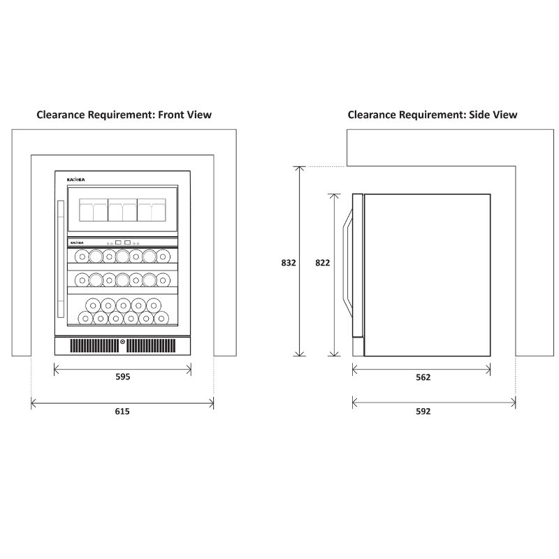 Kích thước tủ ướp rượu bia Kadeka KB40WBC Kích thước tủ ướp rượu bia Kadeka KB40WBC