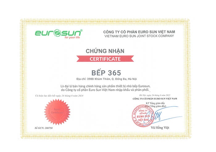 bep365 chung nhan dai ly eurosun