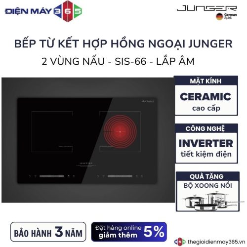 Bếp từ kết hợp hồng ngoại Junger SIS-66 lắp âm