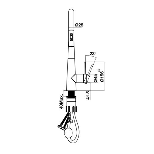 Kích thước mặt sau vòi rửa bát Hafele HT24-SH1P417-BR 570.85.041 có dây rút