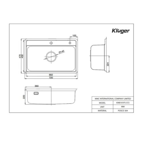 Ảnh 2d inox Kluger KSWB-403FS
