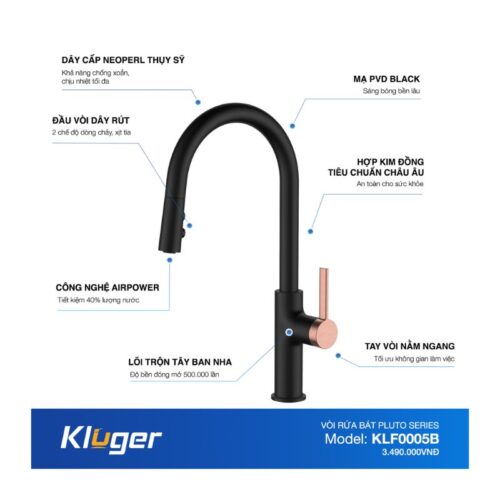 Ảnh cấu tạo Kluger KLF0005B có dây rút