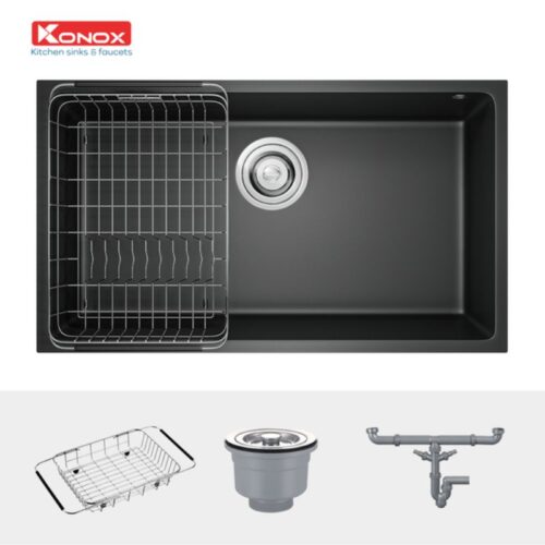 Hình ảnh chậu rửa bát đá 1 hố Konox Terra 790S Black
