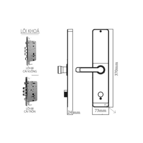 Kích thước khóa thông minh Avolock AV-65-B