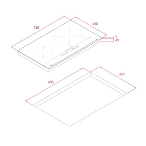 Kích thước bếp từ đôi Teka TOTAL IZC 72610 MST BK 112500059 lắp âm