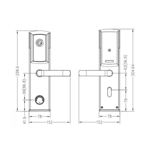 Kích thước khóa cửa khách sạn Hyundai HY-HL01 Black