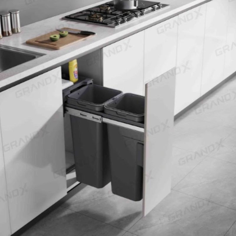 Thùng rác đôi gắn cánh kéo âm tủ GrandX XW.D30MD 3 Thùng rác đôi gắn cánh kéo âm tủ GrandX XW.D30MD