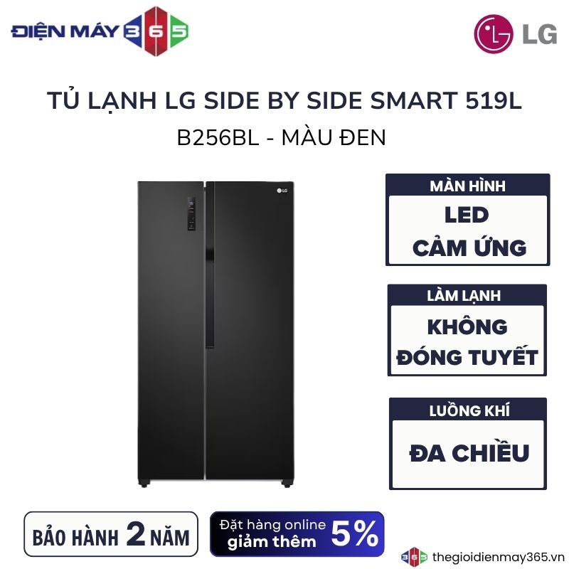 Tủ Lạnh 2 cánh side by side Inverter 519 Lít LG GR-B256BL 3 Tủ Lạnh 2 cánh side by side Inverter 519 Lít LG GR-B256BL