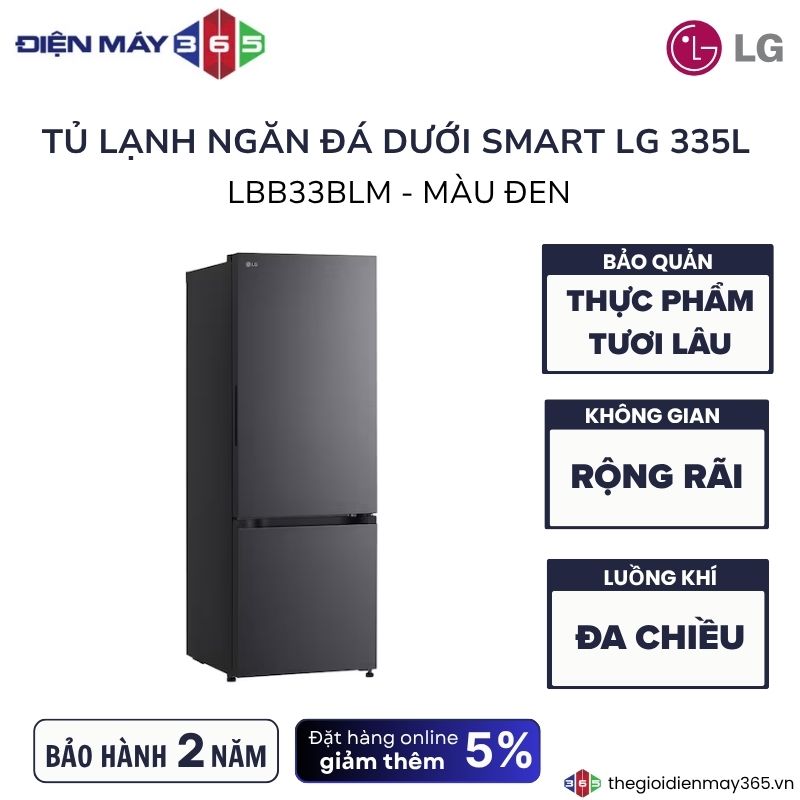 Tủ Lạnh 2 cánh Inverter 335 Lít LG LBB33BLM 3 LBB33BLM