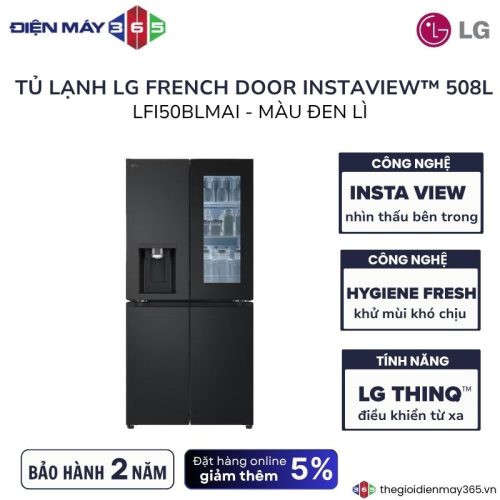 Tủ Lạnh 4 cánh Multi Door Inverter 508 Lít LG LFI50BLMAI