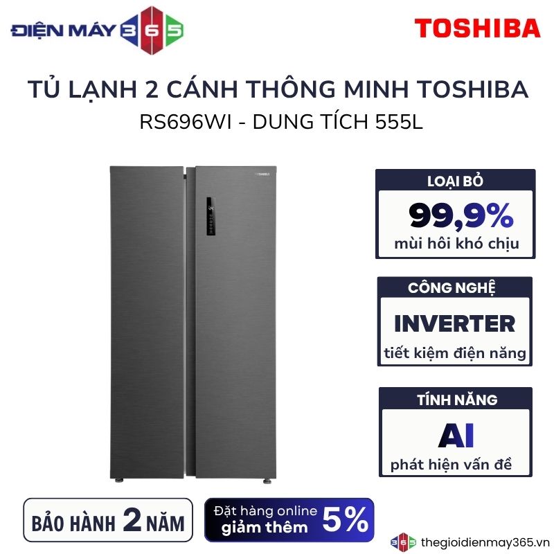 Tủ Lạnh 2 cánh side by side Inverter 555 Lít Toshiba GR-RS696WI-PMV(60)-AG 3 Tủ Lạnh 2 cánh side by side Inverter 555 Lít Toshiba GR-RS696WI-PMV(60)-AG