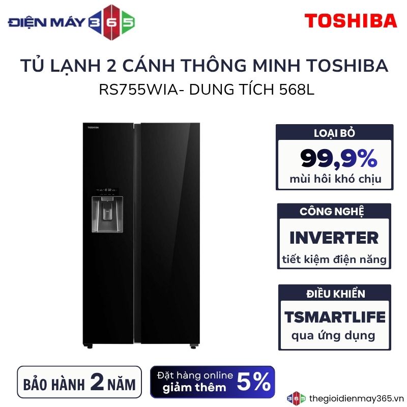 Tủ Lạnh 2 cánh side by side Inverter 568 Lít Toshiba GR-RS755WIA-PGV(22)-XK 3 Tủ Lạnh 2 cánh side by side Inverter 568 Lít Toshiba GR-RS755WIA-PGV(22)-XK