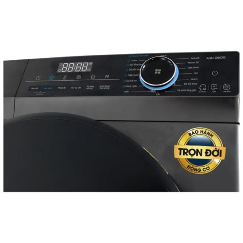 Bảng điều khiển máy Giặt Aqua Inverter 9 Kg AQD-D903G.BK cửa trước