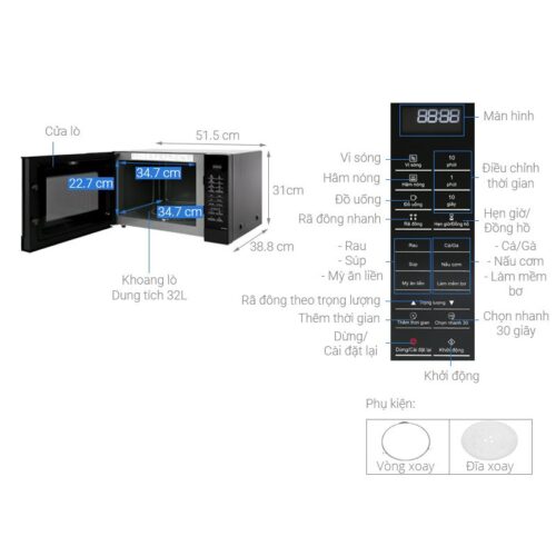 Chi tiết lò nướng Panasonic NB-H3203KRA 32 lít