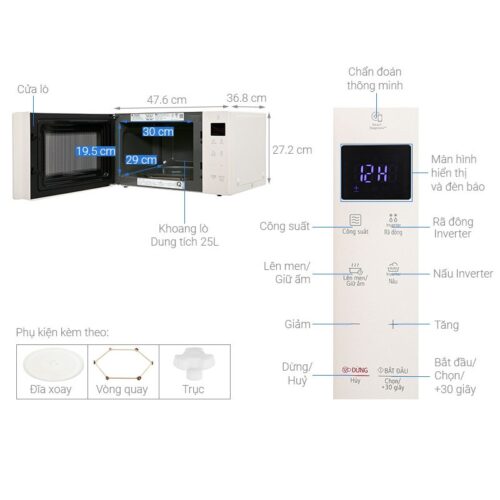 Chi tiết lò vi sóng LG MS2535GIK 25 Lít