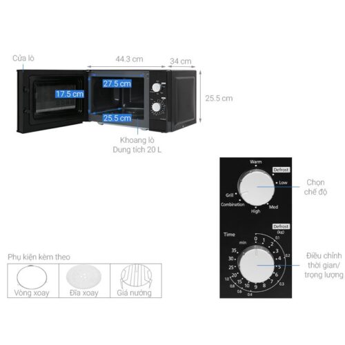 Chi tiết lò vi sóng Panasonic NN-GM24JBYUE 20 lít