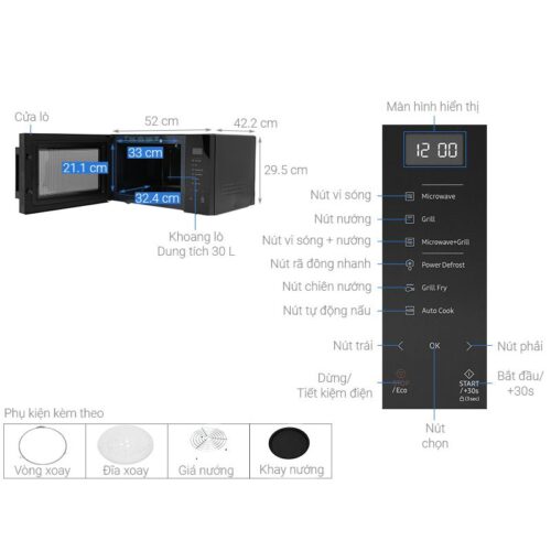 Lò vi sóng Samsung MG30T5018CK/SV 30 lít - Ảnh 3