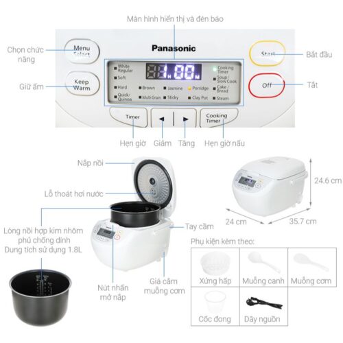 Chi tiết nồi cơm điện tử Panasonic SR-CL188WRAM