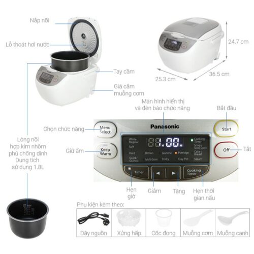 Chi tiết nồi cơm điện tử Panasonic SR-CX188SRAM