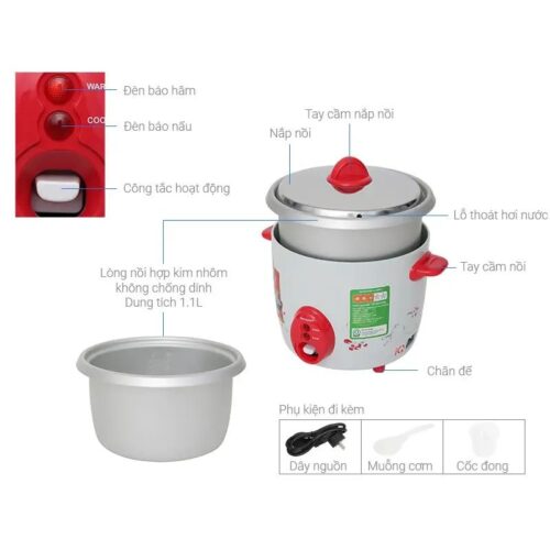 Chi tiết nồi cơm điện Sharp KSH-D06V 0.6 lít