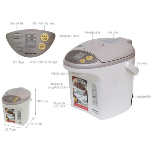 Kích thước bình thủy điện Panasonic NC-EG2200CSY 2.2 lít