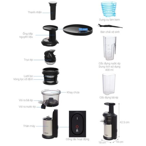 Kích thước máy ép chậm Panasonic MJ-L500SRA