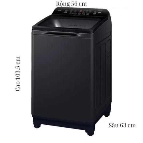 Kích thước máy Giặt Aqua 10 Kg AQW-FR100GT.BK cửa trên