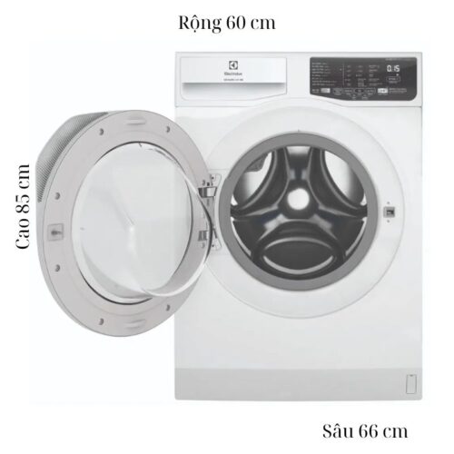 Kích thước máy Giặt Electrolux Inverter 9 Kg EWF9025DQWB cửa trước