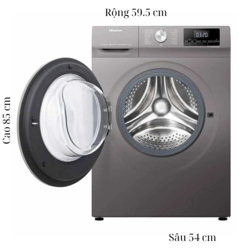 Kích thước máy Giặt Hisense Inverter 9.5 Kg WFQY9514EVJMT cửa trước