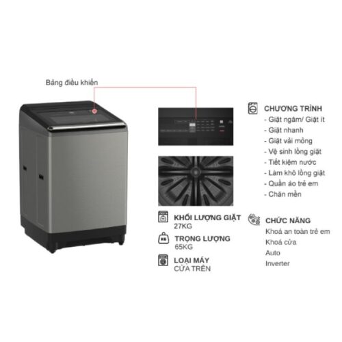 Kích thước máy Giặt Hitachi Inverter 25 Kg SF-250ZFVAD SS cửa trên
