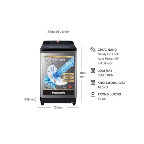 Kích thước máy Giặt Panasonic Inverter 10.5 Kg NA-FD10XR1LV cửa trên