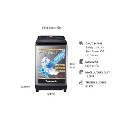 Kích thước máy Giặt Panasonic Inverter 11.5 Kg NA-FD11XR1LV cửa trên