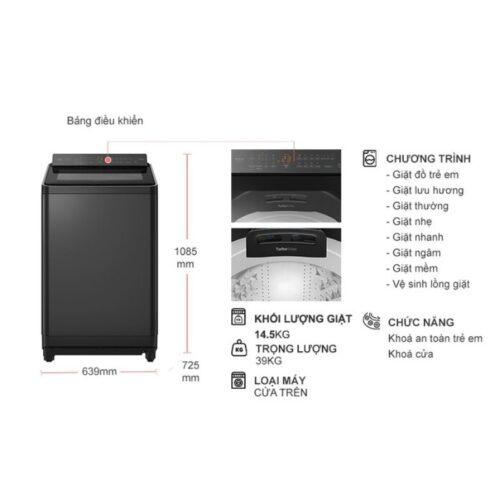 Kích thước máy Giặt Panasonic Inverter 14.5 Kg NA-FD290CEBV cửa trên