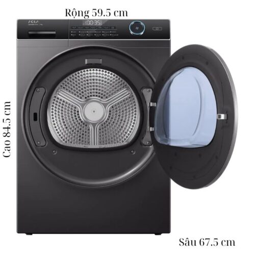 Kích thước máy Sấy Bơm Nhiệt Aqua 10 Kg AQH-H1000J.PS