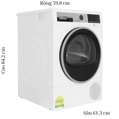 Kích thước máy Sấy Bơm Nhiệt Bosch 9 Kg WQG24570SG Serie 6